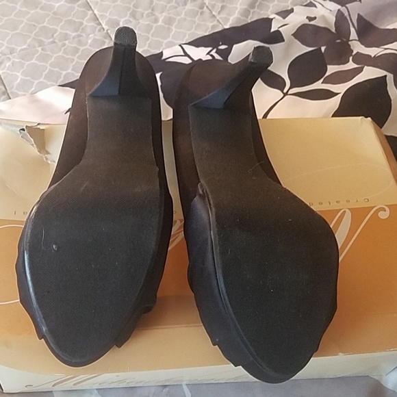 satin heels w/ rhinestones & peep toe - Picture 3 of 5